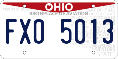 OH license plate FXO5013
