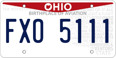 OH license plate FXO5111