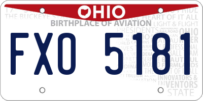 OH license plate FXO5181