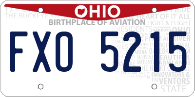 OH license plate FXO5215