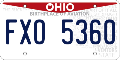 OH license plate FXO5360