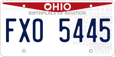 OH license plate FXO5445
