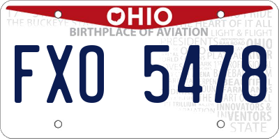 OH license plate FXO5478