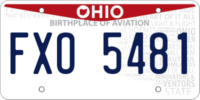 OH license plate FXO5481