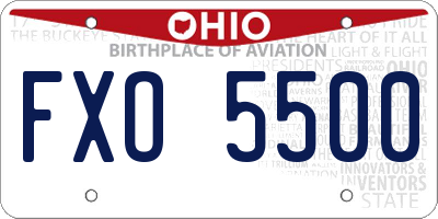 OH license plate FXO5500