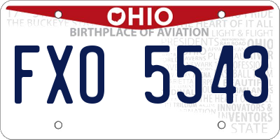 OH license plate FXO5543
