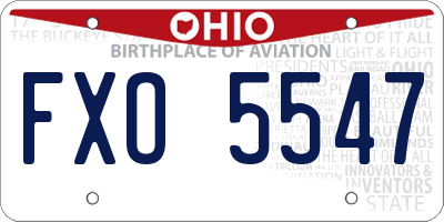 OH license plate FXO5547