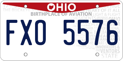 OH license plate FXO5576
