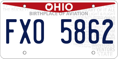 OH license plate FXO5862