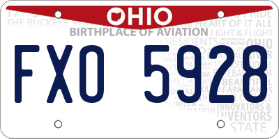 OH license plate FXO5928
