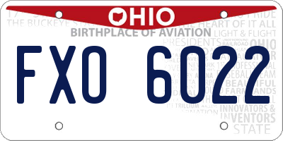 OH license plate FXO6022