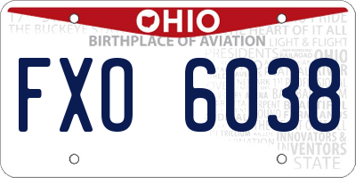OH license plate FXO6038