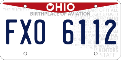 OH license plate FXO6112