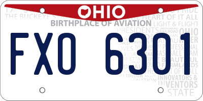 OH license plate FXO6301