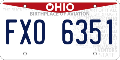 OH license plate FXO6351