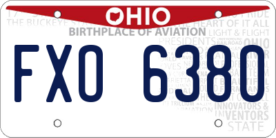 OH license plate FXO6380