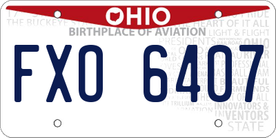 OH license plate FXO6407