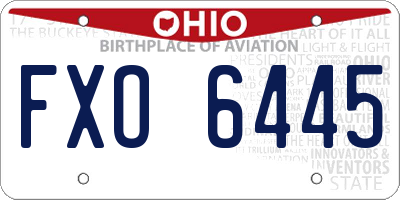 OH license plate FXO6445