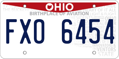 OH license plate FXO6454