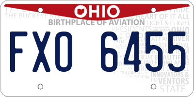 OH license plate FXO6455