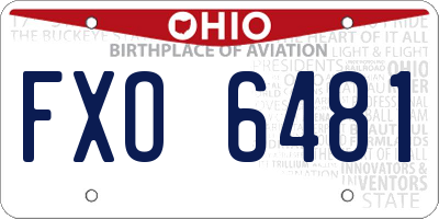 OH license plate FXO6481