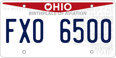 OH license plate FXO6500