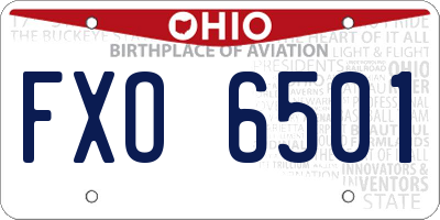 OH license plate FXO6501