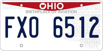 OH license plate FXO6512