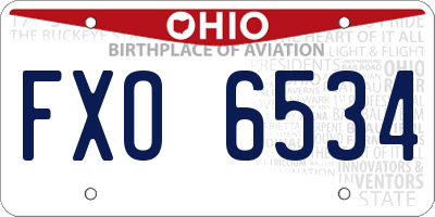 OH license plate FXO6534