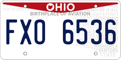 OH license plate FXO6536