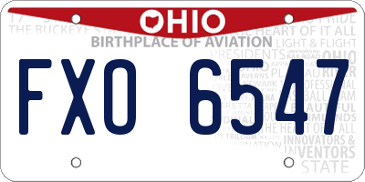 OH license plate FXO6547