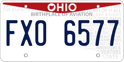 OH license plate FXO6577