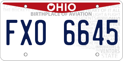 OH license plate FXO6645