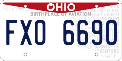 OH license plate FXO6690