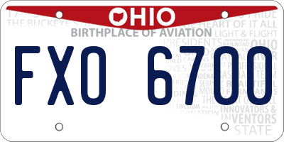 OH license plate FXO6700