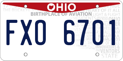 OH license plate FXO6701