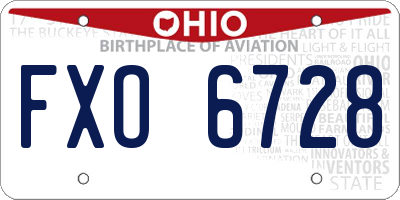 OH license plate FXO6728
