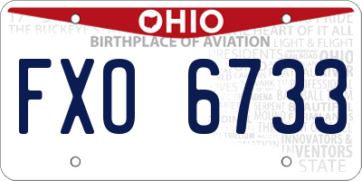 OH license plate FXO6733