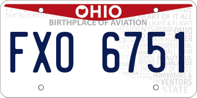 OH license plate FXO6751