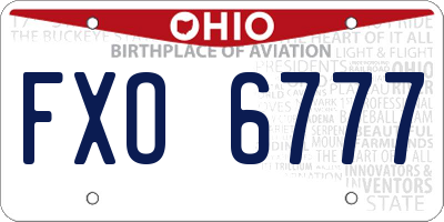 OH license plate FXO6777