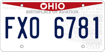 OH license plate FXO6781
