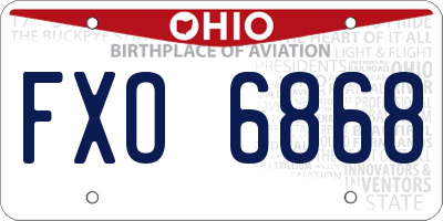 OH license plate FXO6868