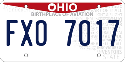 OH license plate FXO7017