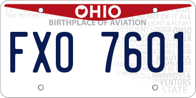 OH license plate FXO7601