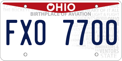 OH license plate FXO7700