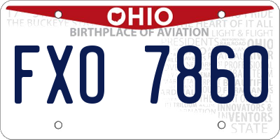 OH license plate FXO7860