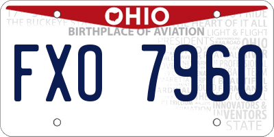 OH license plate FXO7960