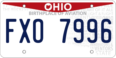 OH license plate FXO7996