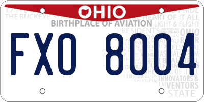OH license plate FXO8004
