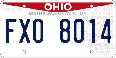 OH license plate FXO8014
